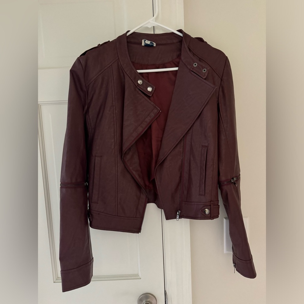 Maroon leather jacket